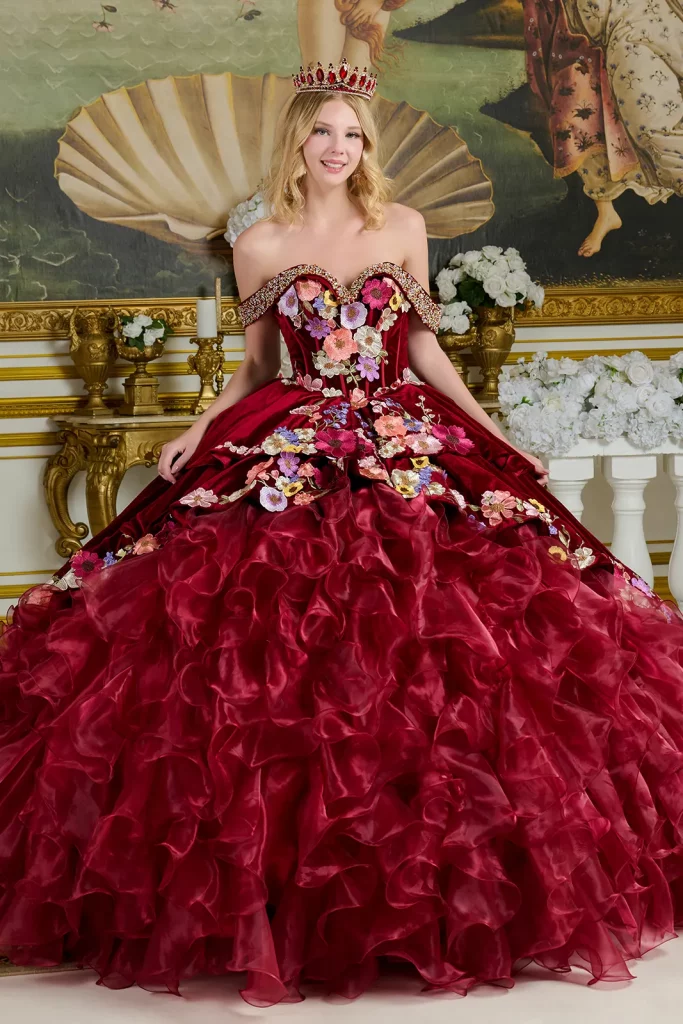 Tiered Velvet Off-Shoulder Dress