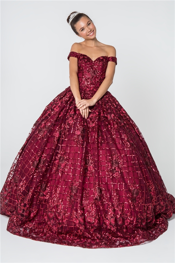 Burgundy quinceañera dress