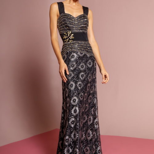 woman in black embellished gown