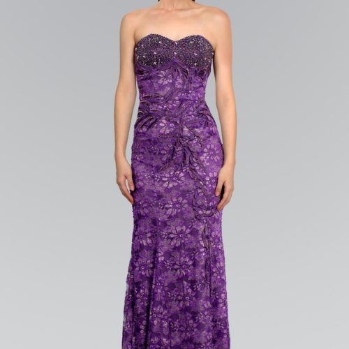 woman in purple embellished gown