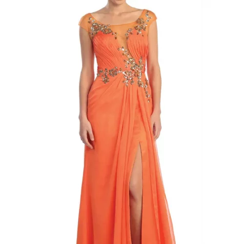 gl1088-orange-1-floor-length-prom-pageant-mother-of-bride-gala-red-carpet-chiffon-beads-sheer-back-open-back-zipper-sleeveless-illusion-sweetheart-a-line-slit-pleated
