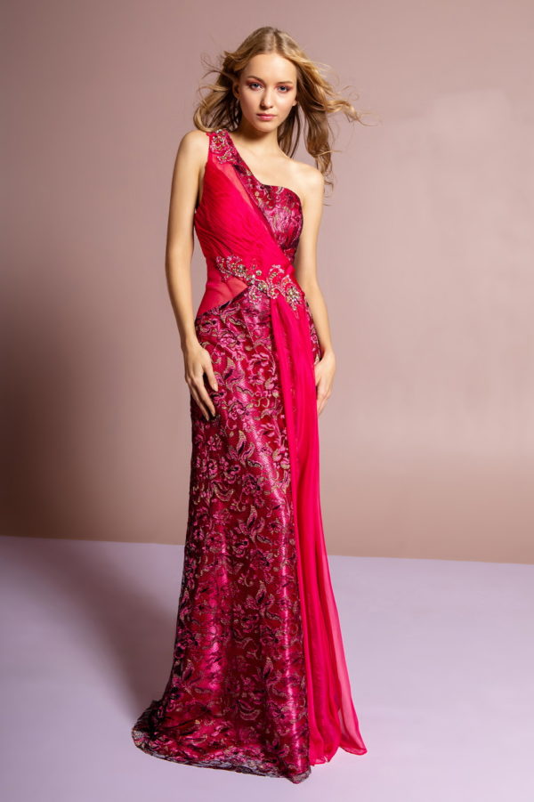 woman in pink asymmetrical gown