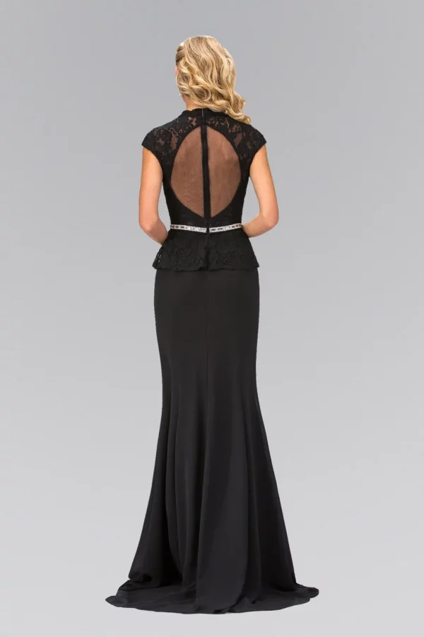 GL1421 High Neck Cap Sleeve Peplum Dress | GLS Collective