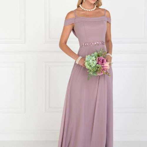 Teen Girl In Lilac Chiffon Ruched A-Line Long Dress
