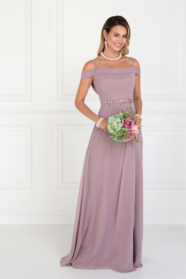 Teen Girl In Lilac Chiffon Ruched A-Line Long Dress