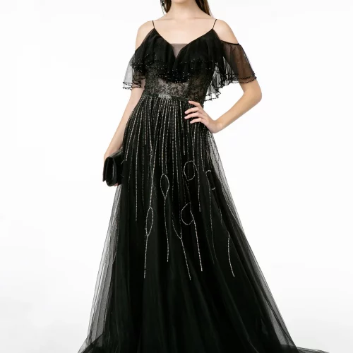gl1809-black-1-long-prom-pageant-gala-mesh-jewel-sheer-back-zipper-cut-away-shoulder-illusion-v-neck-a-line