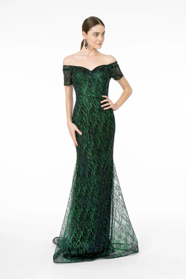 gl1846-black-green-1-floor-length-prom-pageant-gala-red-carpet-tulle-glitter-zipper-v-back-short-sleeve-v-neck-mermaid-trumpet