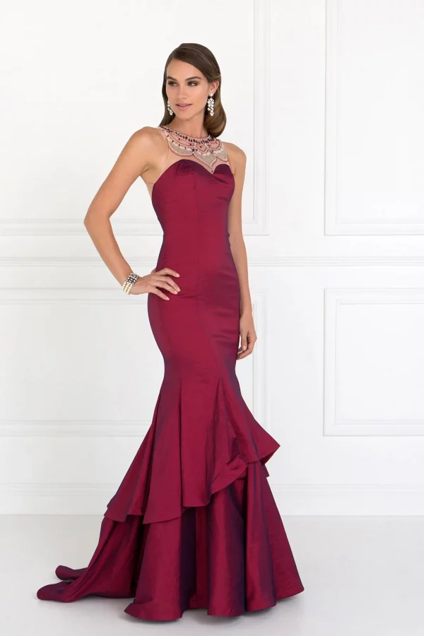 gl2290-burgundy-1-floor-length-prom-pageant-gala-red-carpet-taffeta-beads-jewel-sheer-back-sleeveless-high-neck-mermaid-trumpet-two-piece
