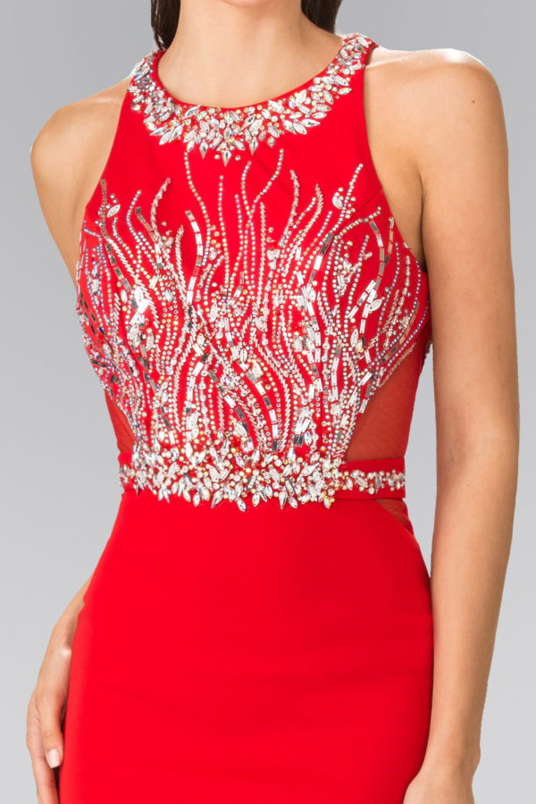 Mermaid Dress | Jewel Sequin Sheer | Side Bead GLS GL2294