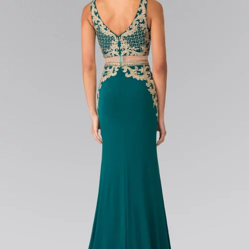 gl2334-green-2-floor-length-prom-pageant-gala-red-carpet-jersey-beads-embroidery-zipper-v-back-sleeveless-v-neck-mock-two-piece-two-piece