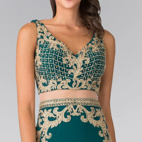 gl2334-green-3-floor-length-prom-pageant-gala-red-carpet-jersey-beads-embroidery-zipper-v-back-sleeveless-v-neck-mock-two-piece-two-piece