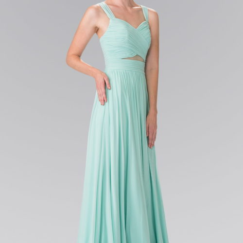 Teen Girl In Mint Pleated Bodice Bridesmaids Long Dress