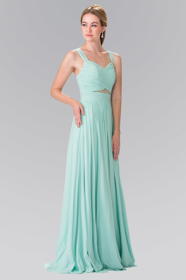 Teen Girl In Mint Pleated Bodice Bridesmaids Long Dress