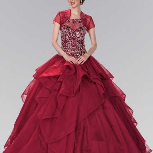 gl2378-burgundy-1-long-quinceanera-tulle-beads-corset-cut-out-back-sleeveless-scoop-neck-ball-gown-bolero