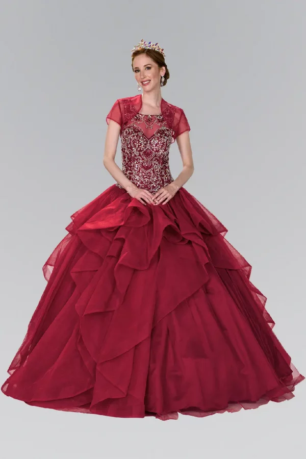 gl2378-burgundy-1-long-quinceanera-tulle-beads-corset-cut-out-back-sleeveless-scoop-neck-ball-gown-bolero