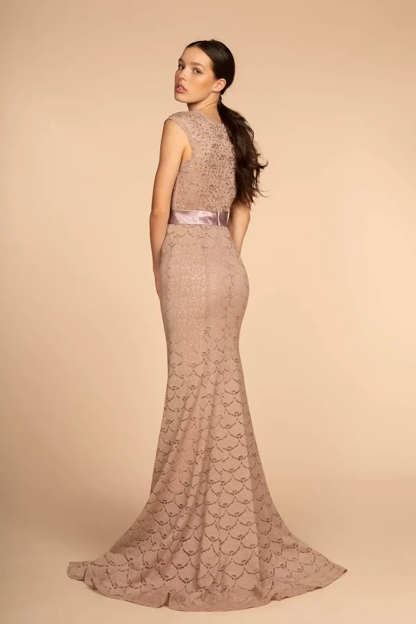 GL2613 | Jewel Embellished Bodice Lace Dress | GLS Collective