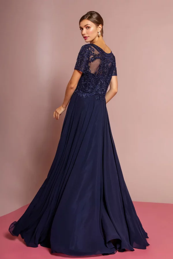 GL2683 | Beaded Bodice A Line Chiffon Dress | GLS Collective