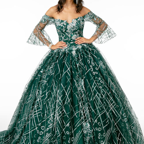 gl2911-green-1-floor-length-quinceanera-mesh-beads-glitter-open-back-corset-cut-away-shoulder-sweetheart-ball-gown