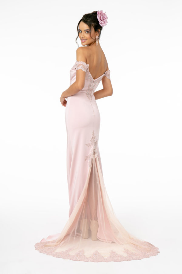 GL2958 | Off Shoulder Jewel Open Back Mermaid Dress | GLS