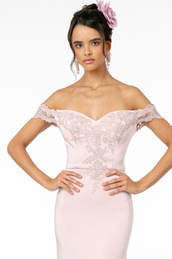 GL2958 | Off Shoulder Jewel Open Back Mermaid Dress | GLS