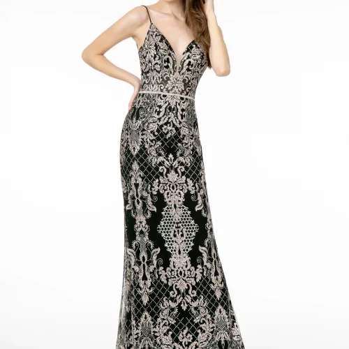 gl2990-black-1-long-prom-pageant-mesh-glitter-open-back-zipper-spaghetti-strap-illusion-v-neck-mermaid-trumpet