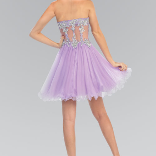 GS1106 | Sequin Sheer Bodice Babydoll Short Dress | GLS