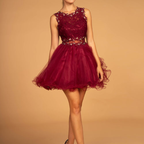 gs1427-burgundy-1-short-homecoming-cocktail-bridesmaids-damas-lace-tulle-covered-back-zipper-sleeveless-crew-neck-babydoll