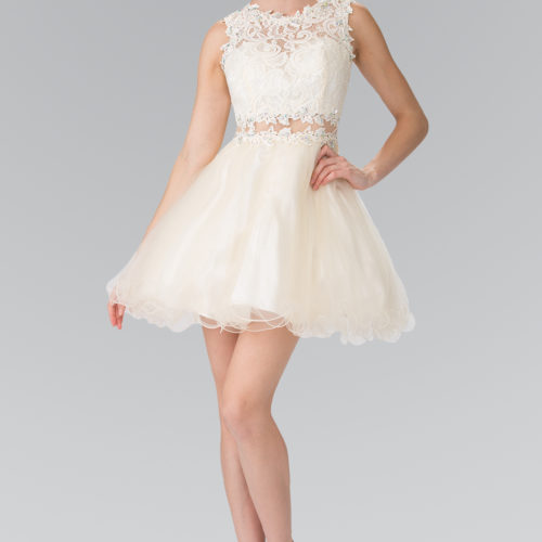 gs1427-champagne-1-short-homecoming-cocktail-bridesmaids-damas-lace-tulle-covered-back-zipper-sleeveless-crew-neck-babydoll