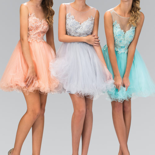 three ladies in cocktail lace sleeveless babydoll dress