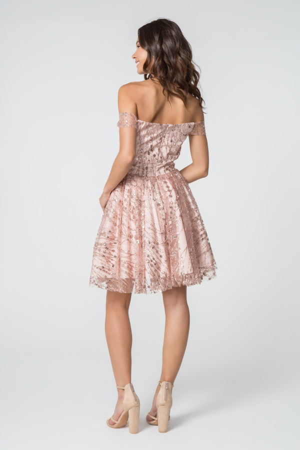 loveangeldress Short-sleeves Rose Gold Sequin Homecoming Dress with Tulle Skirt US2 / Custom Made(Leave Note About Color Number from The Color Swatches)