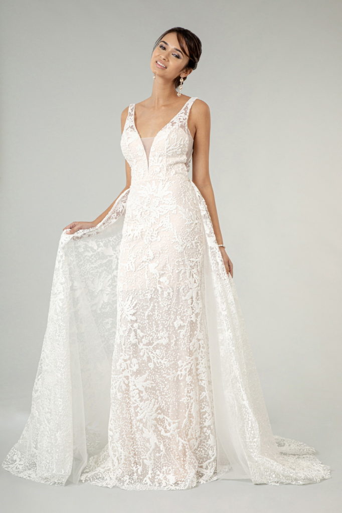 GL1903 | Illusion V-Neck Mesh Mermaid Wedding Gown | GLS