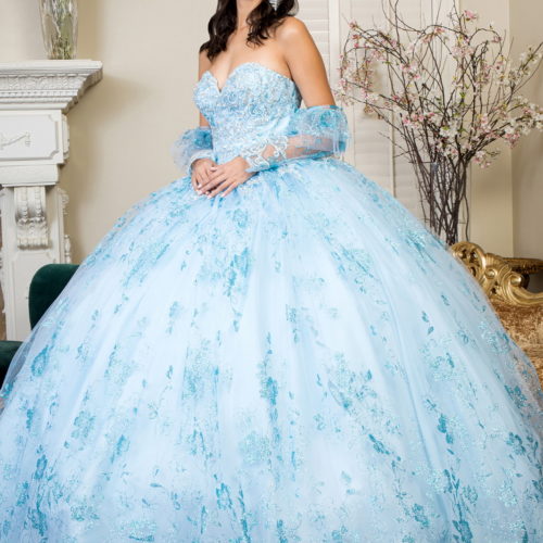Baby blue Sweetheart Strapless Beads Embellished Quinceañera Dress