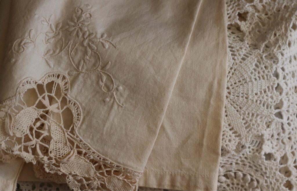 Discolored lace is a result of not preserving a wedding dress