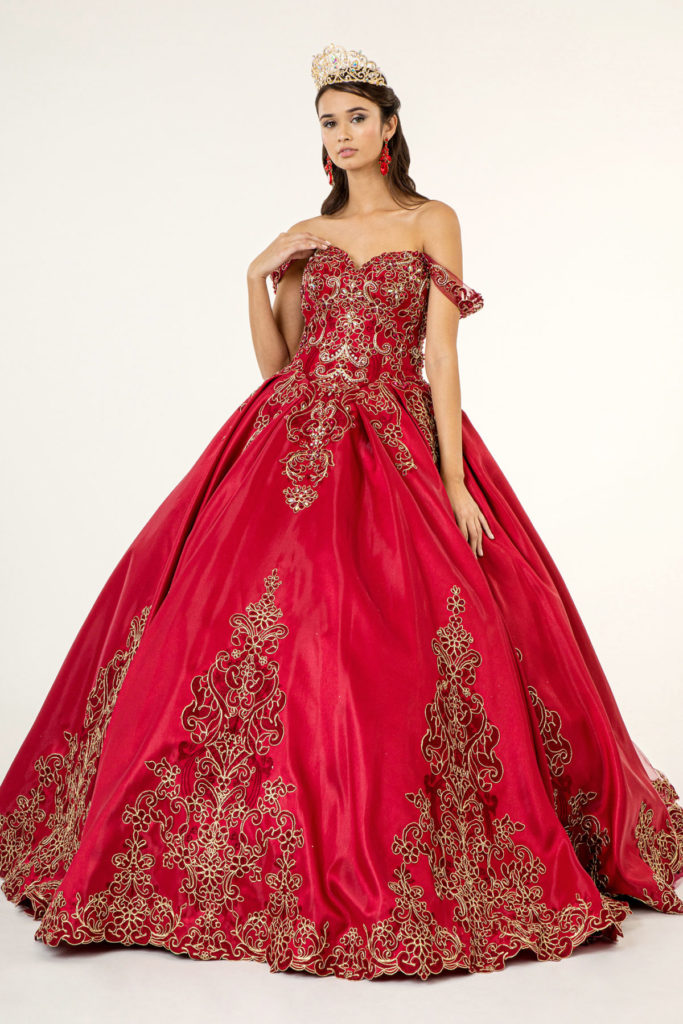 red quinceanera dress