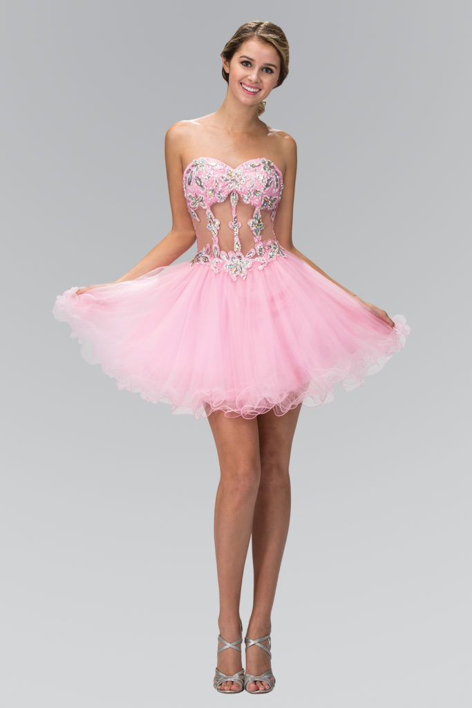 pink cut-out homecoming dress