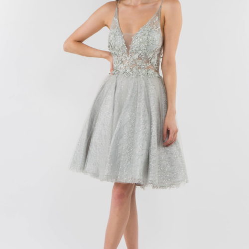 Sweetheart Spaguetti Strap Open Back Sequin Embellished Short Homecoming Dress