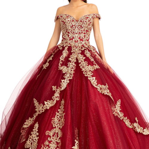 Red Quinceanera Ball Gown with Crown