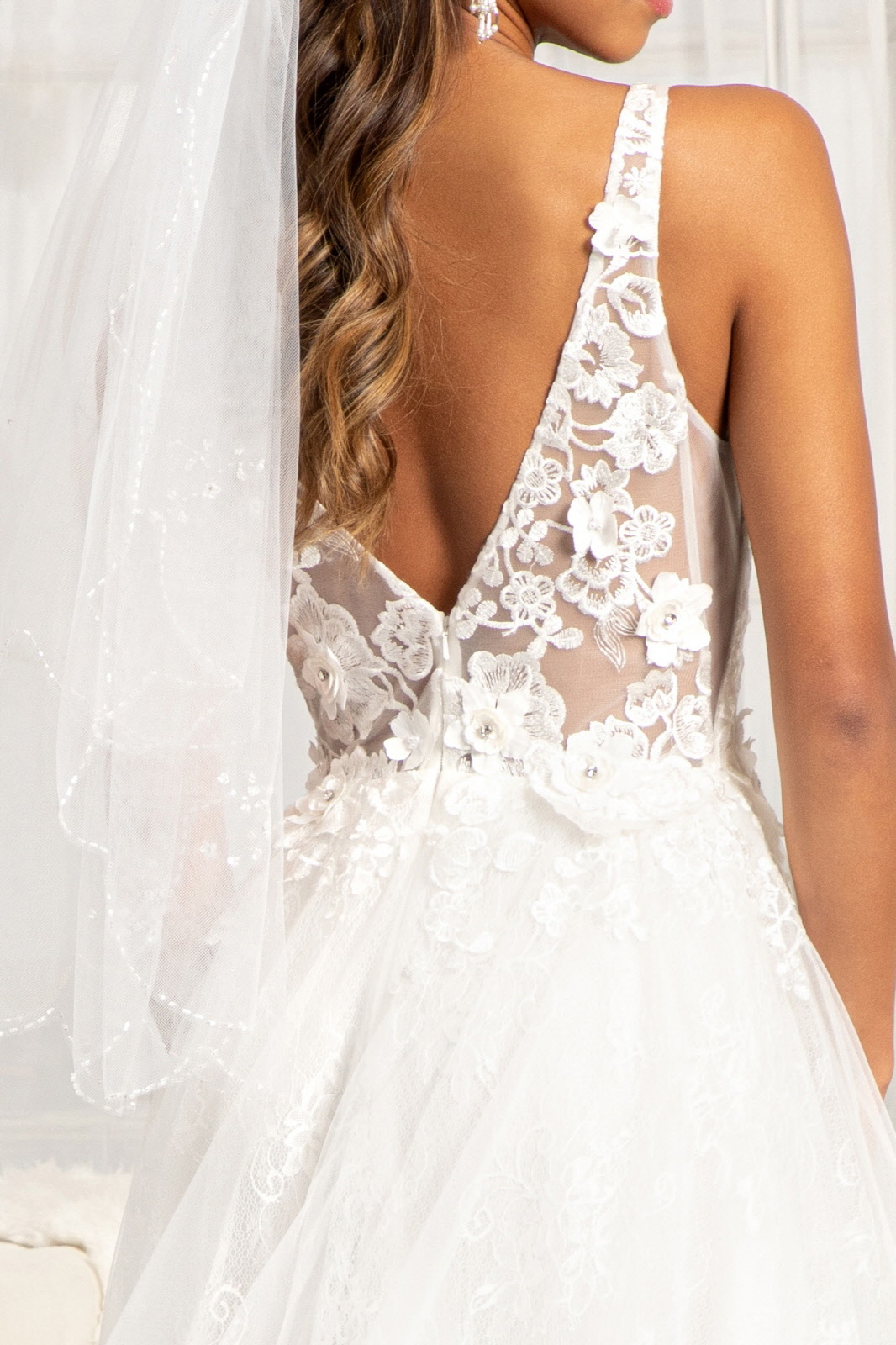 Openback Lace Wedding Dress w/ Veil