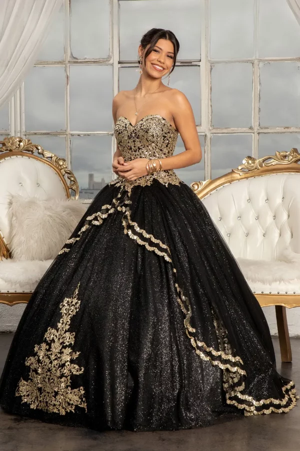gl3022-black-1-floor-length-quinceanera-mesh-sequin-glitter-open-zipper-corset-strapless-sweetheart-ball-gown