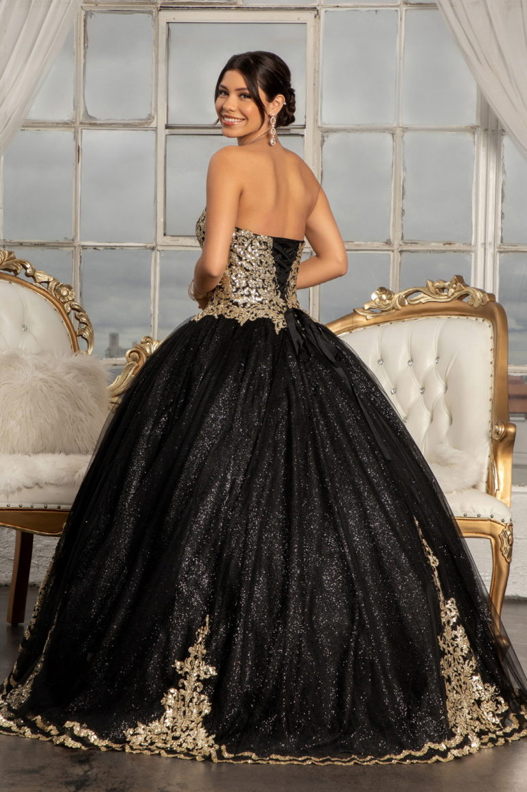 GL3022 | Black Sequin Quinceanera Dress | GLS Collective