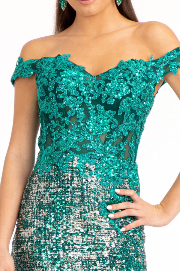 GL3024 | Sheer Bodice Sequin Embroidery Mermaid Dress | GLS