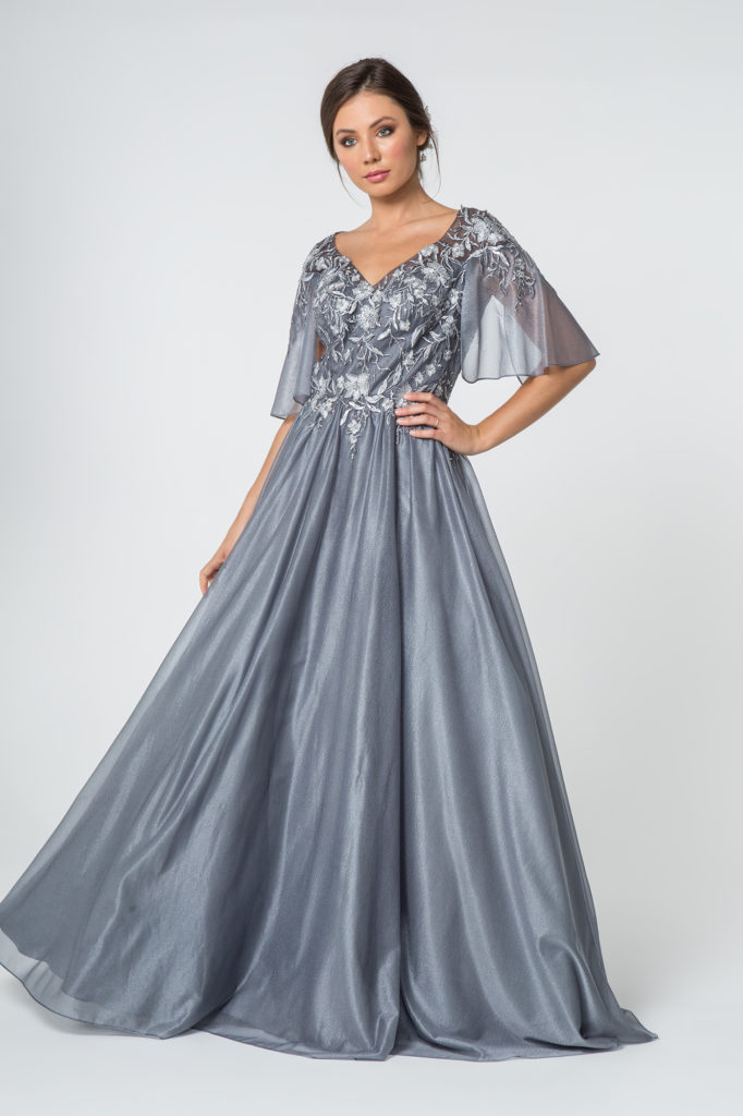 silver chiffon dress