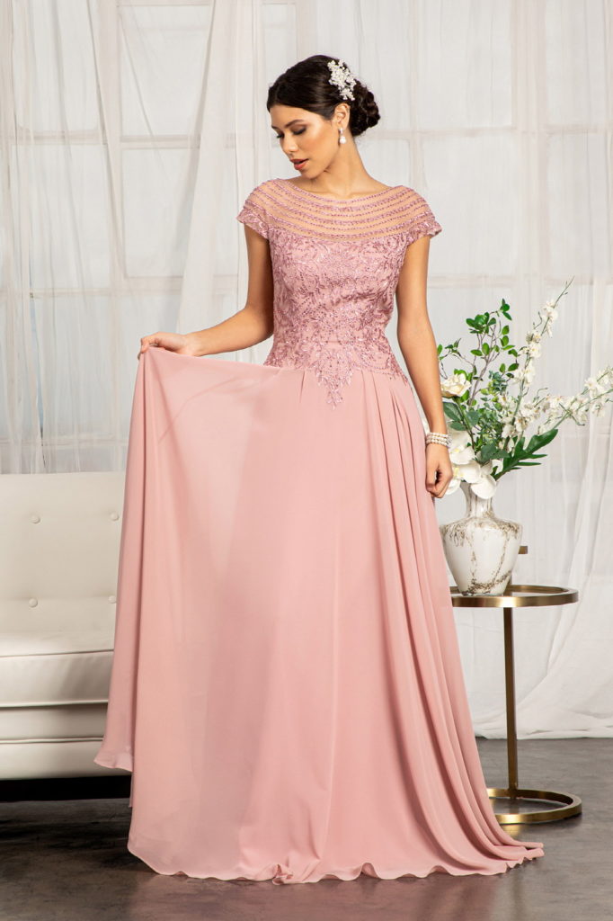 dusty rose chiffon mother of the bride dress