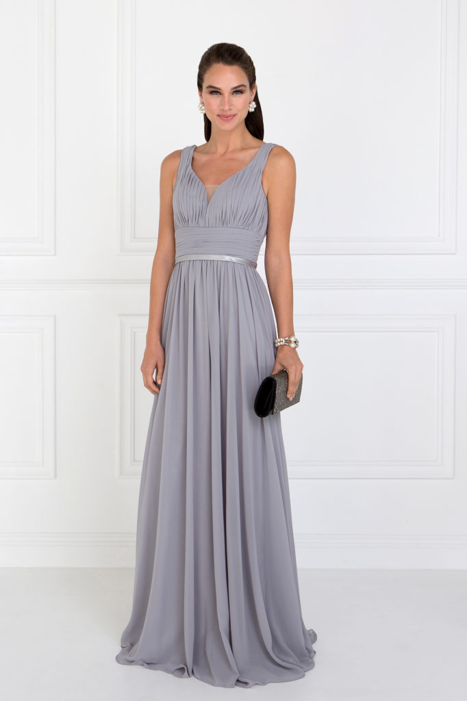 silver chiffon mother of the bride dress