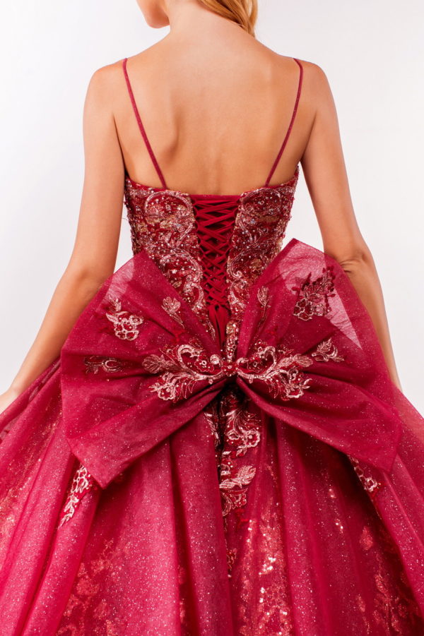 burgundy corset ball gown
