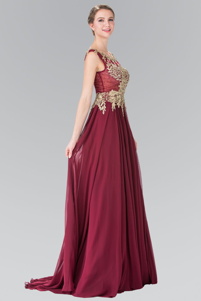 burgundy chiffon embroidered dress