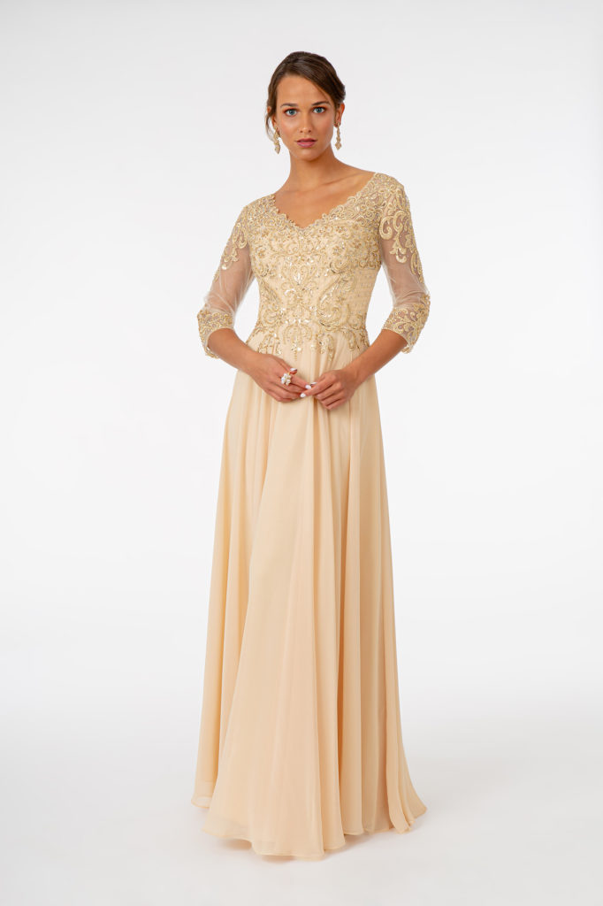 champagne chiffon mother of the bride dress