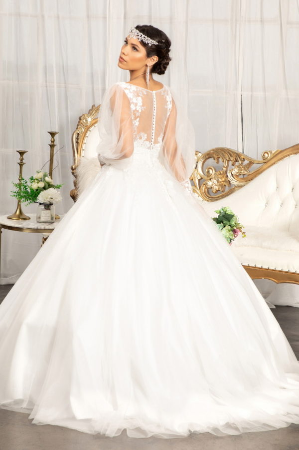 ivory sheer back wedding gown