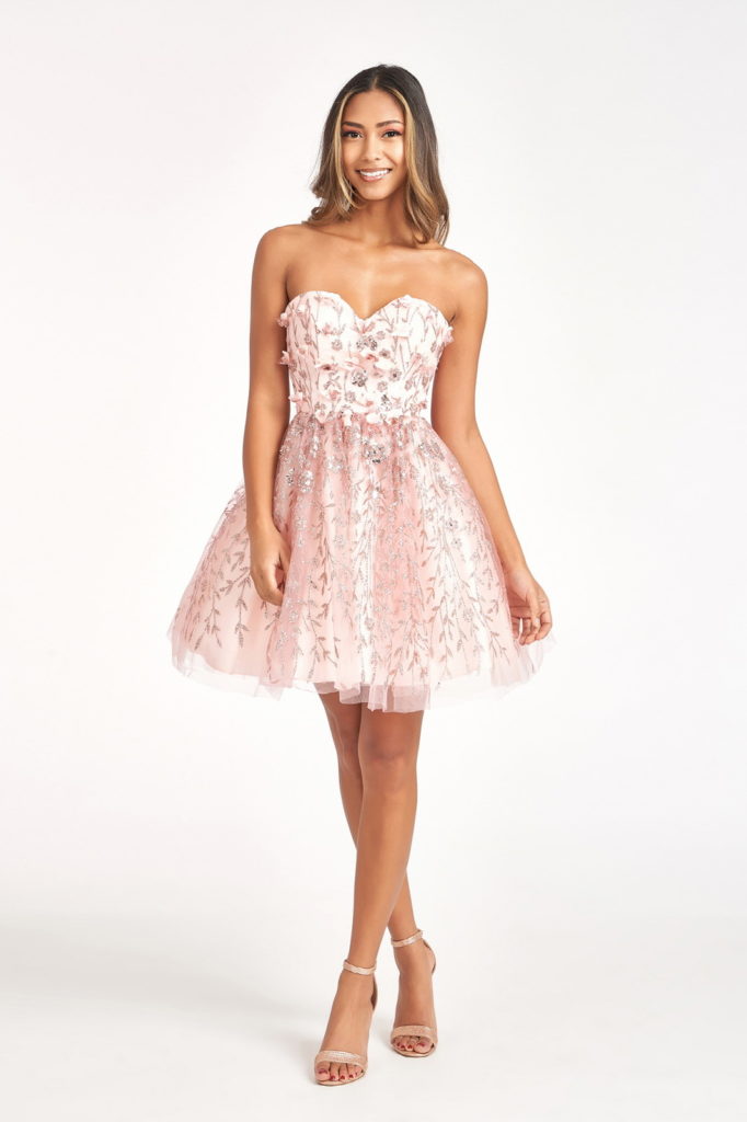 blush babydoll prom dress