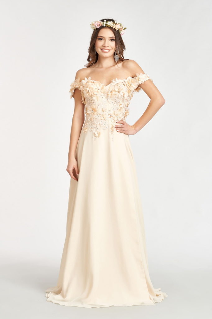 champagne chiffon bridesmaid dress